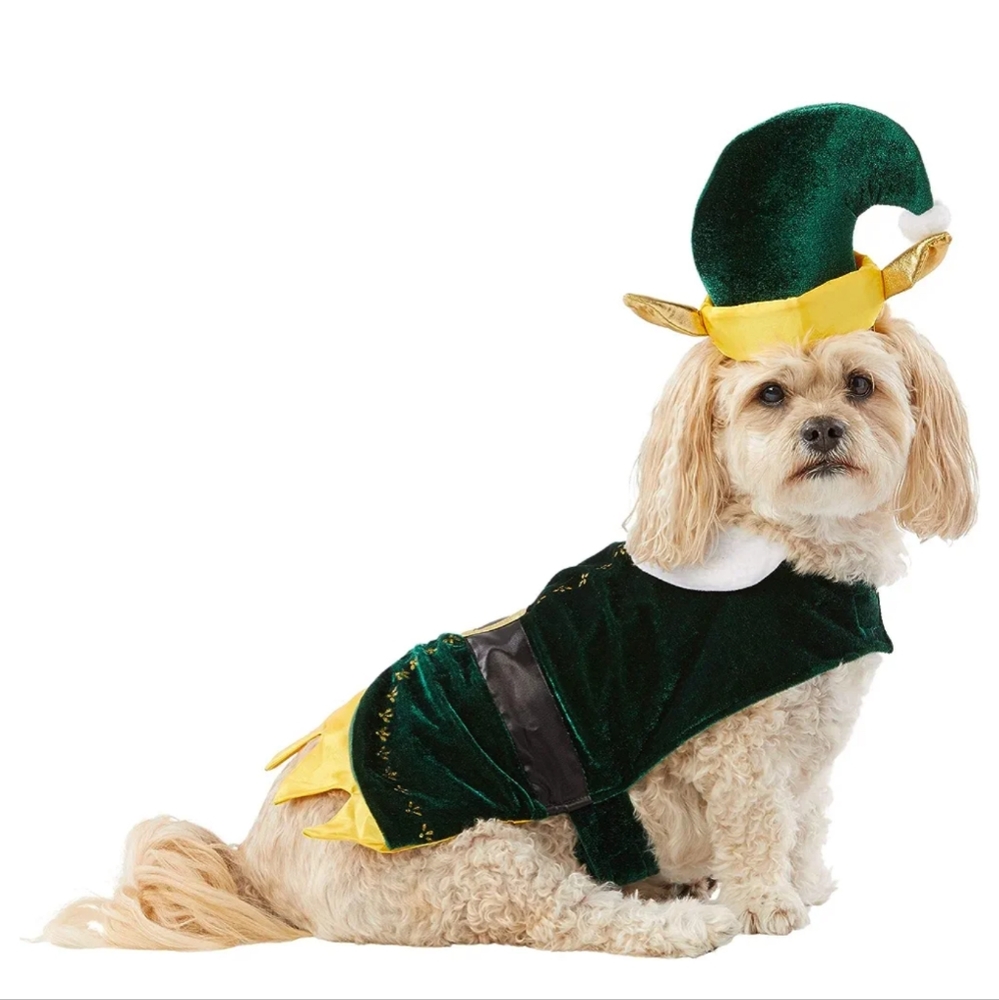 Large Elf Dog costume w Adjustable velcro straps - holiday